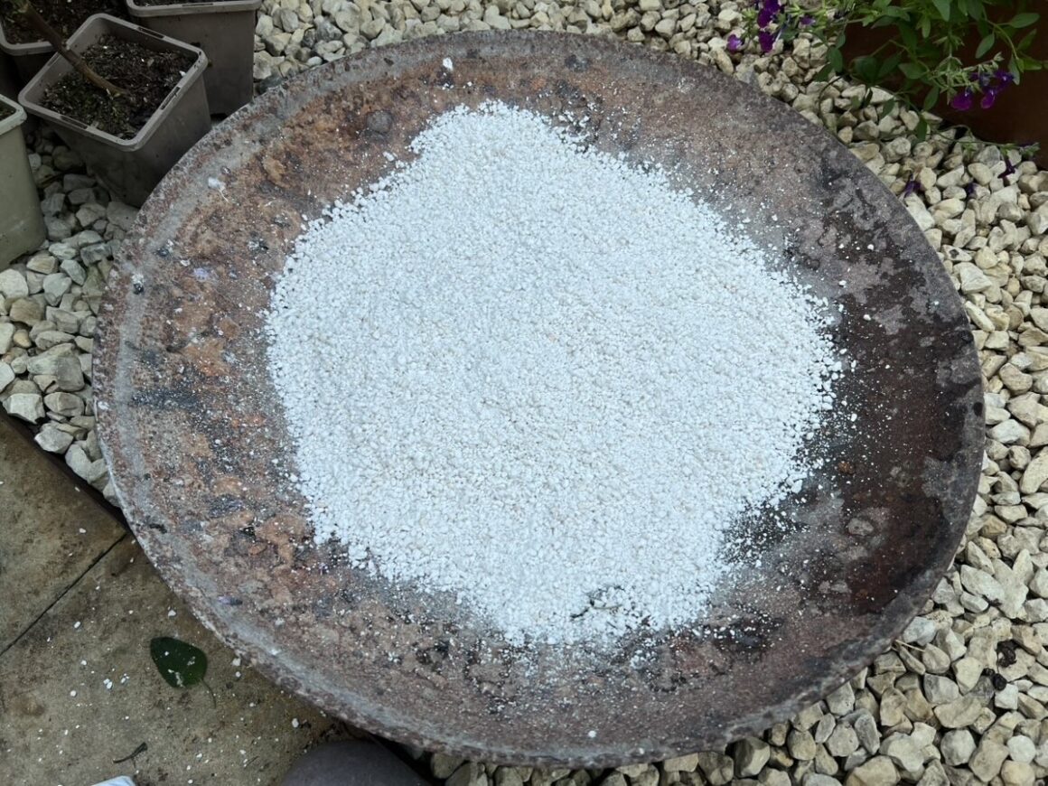 A layer of perlite is added to the bottom of the bowl to provide excellent water drainage.